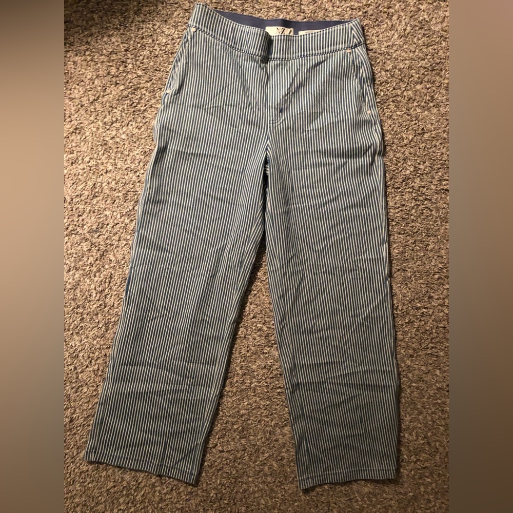 NZ Denim Navy and White Striped Wide Leg Pants